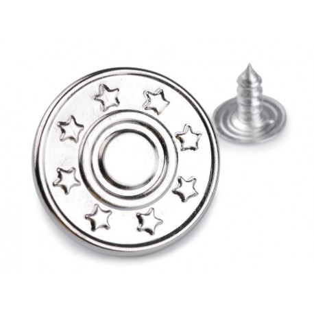 Farmergomb beütős 2 cm nickel Csillagok