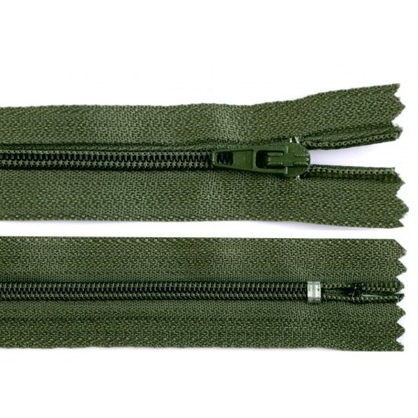 Cipzár 35 cm műanyag olajzöld