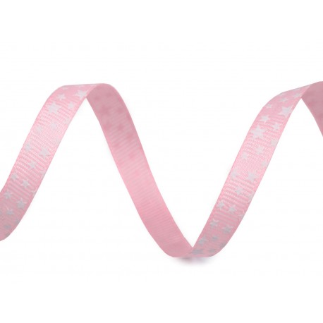 Díszszalag 1 cm rózsaszín csillagos tekercses