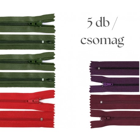 Cipzár csomag 25 cm 5 db vegyes I.