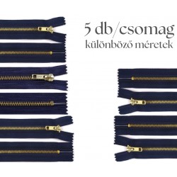 Cipzár csomag sötétkék fém 5 db vegyes I.