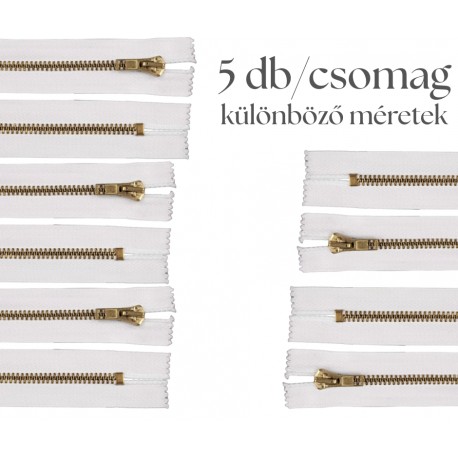 Cipzár csomag fehér fém 5 db vegyes II.