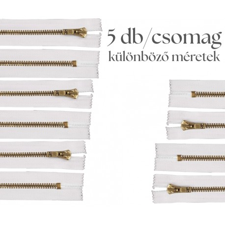 Cipzár csomag fehér fém 5 db vegyes III.