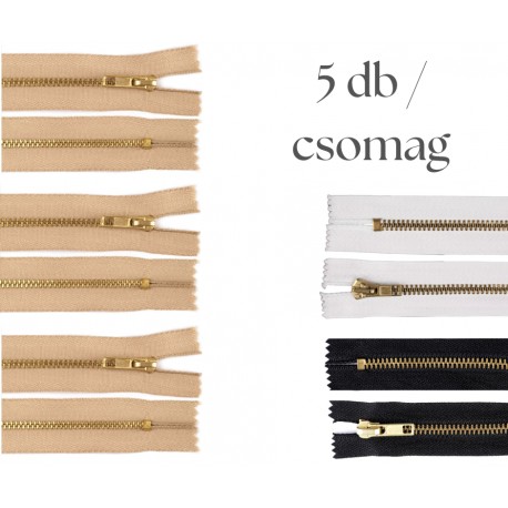 Cipzár csomag 12 cm fém 5 db vegyes III.