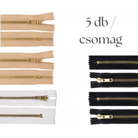 Cipzár csomag 14 cm fém 5 db vegyes IV.