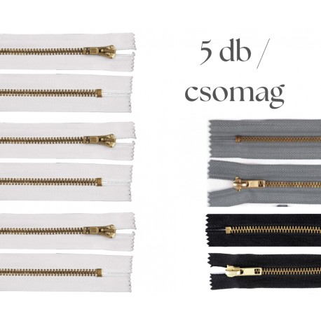 Cipzár csomag 16 cm fém 5 db vegyes V.