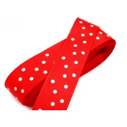 Szalag pöttyös piros, fehér pöttyös