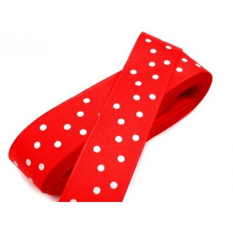 Szalag pöttyös piros, fehér pöttyös
