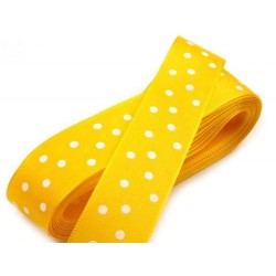 Szalag pöttyös sárga, fehér pöttyös