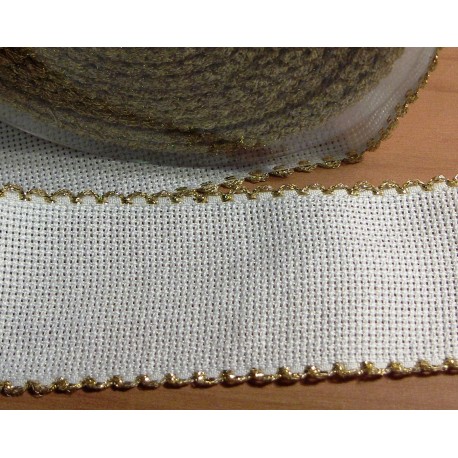 Keresztszemes csík 50 mm aranyszínű szegéllyel