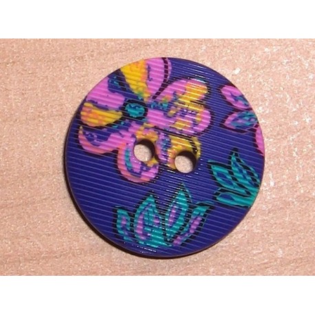 Dekorgomb 2 cm virágos indigó