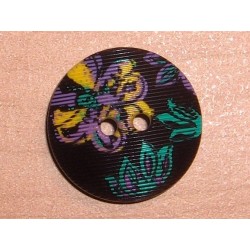 Dekorgomb 2 cm virágos fekete