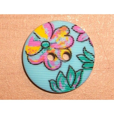 Dekorgomb 2 cm virágos kék