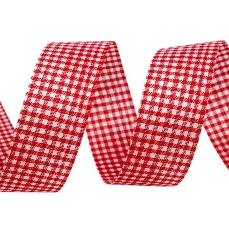 Kockás szalag 2,5 cm piros