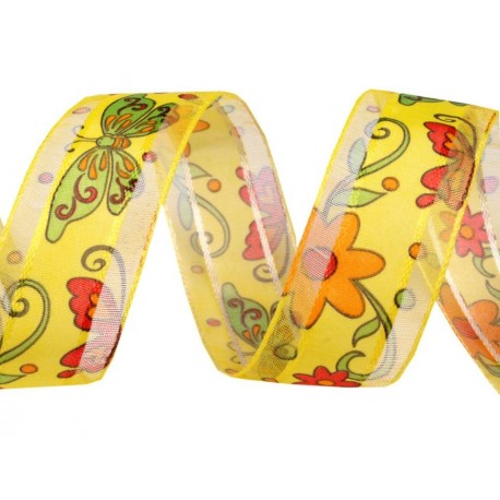 Virágos szalag damillal 2,7 cm