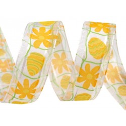 Húsvéti szalag damillal 2,7 cm sárga