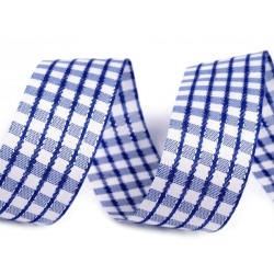 Kockás szalag lurexszel 2,5 cm indigó 
