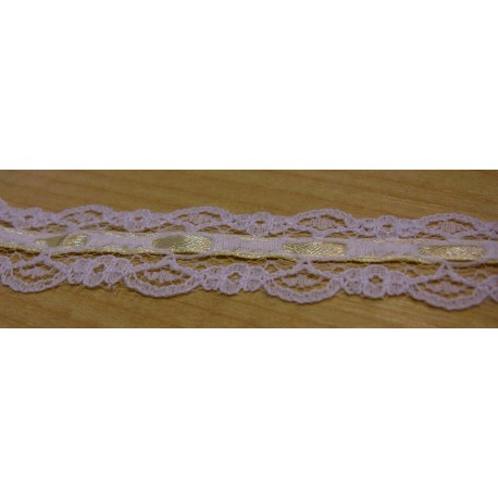 Műszálas csipke 3 cm fehér, vaníliaszínű szalaggal