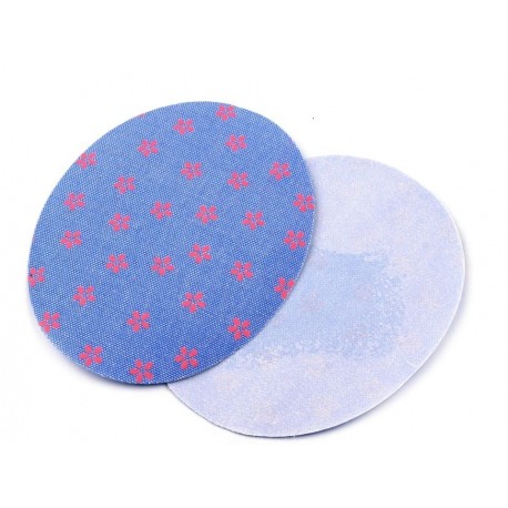 Vasalható ovális farmerfolt korall virágos farmerkék