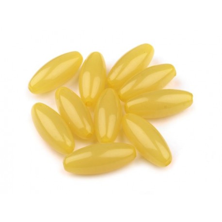 Műanyag gyöngy 1,3x3,2 cm sárga 10 db