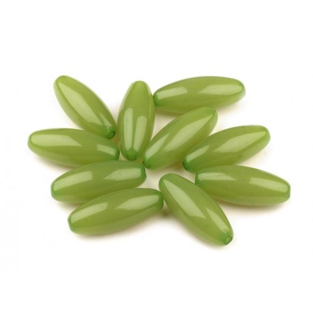 Műanyag gyöngy 1,3x3,2 cm zöld 10 db