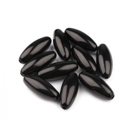 Műanyag gyöngy 1,3x3,2 cm fekete 10 db