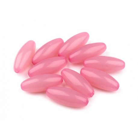 Műanyag gyöngy 1,3x3,2 cm rózsaszín 10 db