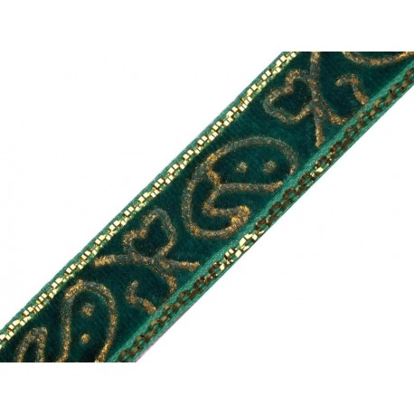 Díszszalag kártyán 2 m zöld/arany