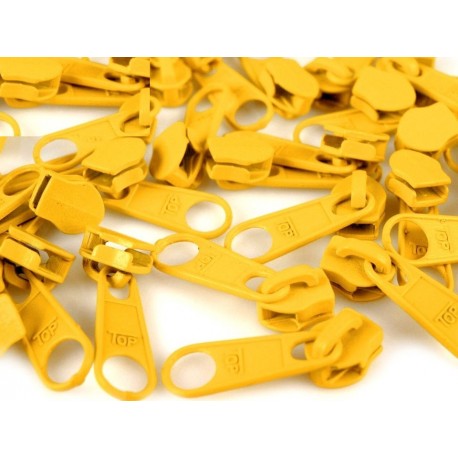 Cipzárkocsi spirálcipzárhoz 5 mm sárga