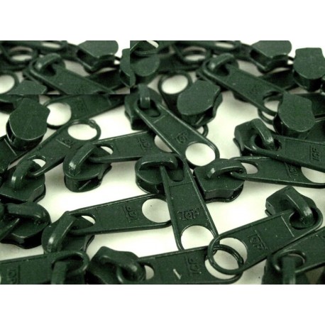 Cipzárkocsi spirálcipzárhoz 5 mm sötétzöld