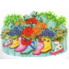 Keresztszemes szett 18x13 cm BK1546 Virágos csizmák