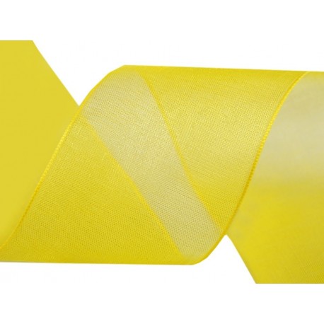 Organza szalag 4 cm sárga 5 m/csomag