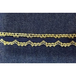 Pamutcsipke 1,9 cm lurexarany sötétkék mintás szélcsipke