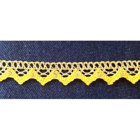 Pamutcsipke 1,9 cm lurexarany narancssárga mintás cikkcakkos szélcsipke