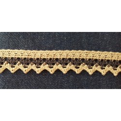 Pamutcsipke 2,2 cm barna fekete mintás cikkcakkos szélcsipke