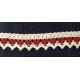 Pamutcsipke 2,5 cm fehér piros mintás cikkcakkos szélcsipke