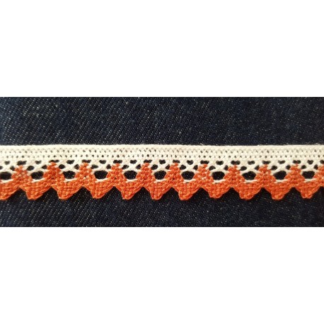 Pamutcsipke 1,8 cm fehér tégla mintás cikkcakkos szélcsipke